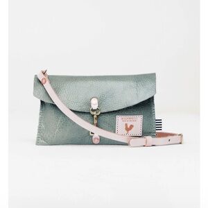 Meanwhile, Back On The Farm seafoam green envelope clutch